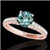 1.5 ctw SI Certified Fancy Blue Diamond Solitaire Ring 10k Rose Gold - REF-150X2A