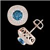 Image 3 : 2.35 ctw Fancy Intense Blue Diamond Art Deco Earrings 18k Rose Gold - REF-263H6R
