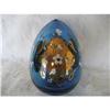 Image 1 : 014: Fenton Blue Hand Painted Egg Gold Trim