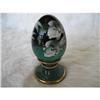 Image 1 : 055: Green Fenton Egg w Hand Painted Fish