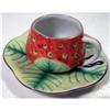 Image 1 : 088: Miniature cup and saucer strawberry and leaf
