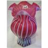 Image 1 : 192: Fenton Rib Optic Cranberry  9" vase