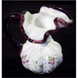 230: Fenton Milk glass pitcher signed