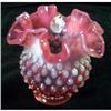 Image 1 : 246: Fenton cranberry opalescent vase 5"
