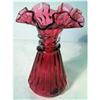 Image 1 : 262: Rare Fenton cranberry wheat vase 6 3/4"
