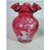 Image 1 : Fenton cranberry  Mary Gregory ruffled Vase