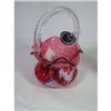 Image 1 : Fenton Mary Gregory 8" cranberry basket