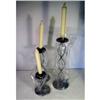 Image 1 : Three Candle Holders and Candles Metal