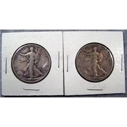 2 Liberty Walking Half Dollars