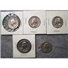 Image 1 : 5 Washington Silver Quarters