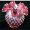 Image 1 : Fenton cranberry opalescent vase 5"