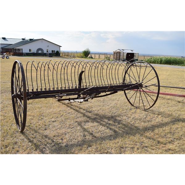 Vintage spring tine hay rake