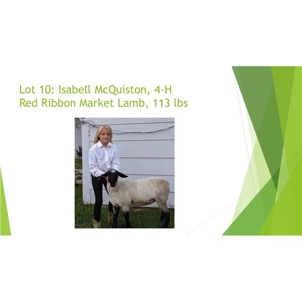 Isabell McQuiston - Red Ribbon Market Lamb / Weight: 113