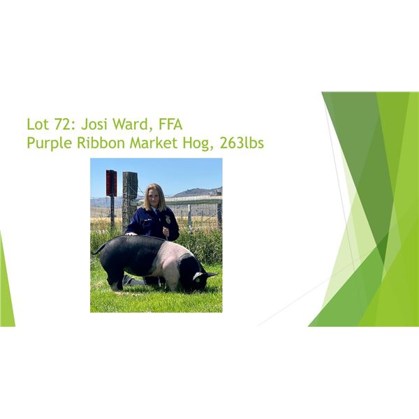 Josi Ward, FFA - Purple Ribbon Market Hog / Weight: 263