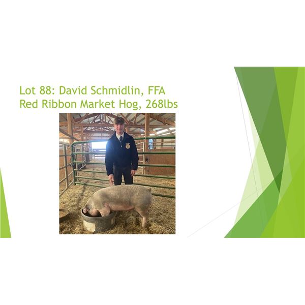 David Schmidlin, FFA - Red Ribbon Market Hog / Weight: 268