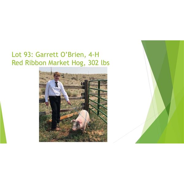 Garrett O'Brien - Red Ribbon Market Hog / Weight: 285