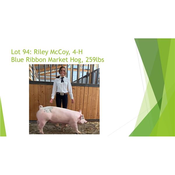 Riley McCoy - Blue Ribbon Market Hog / Weight: 259