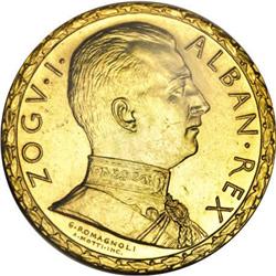 Albania Zog gold Prova 100 Franga Ari 1928R,