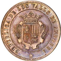 Andorra Republic 10 Centimos 1873, KM-X2,