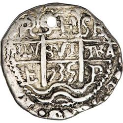 Bolivia Felipe V Royal cob 4 Reales 1735P-E,