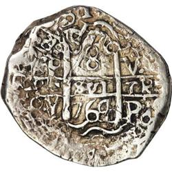 Bolivia Carlos III cob 8 Reales 1764P-V-Y, KM45,