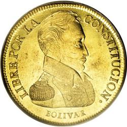 Bolivia Republic gold 8 Scudos 1835LM, KM99,