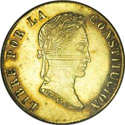 Bolivia Republic gold 8 Scudos 1852FP, KM116,