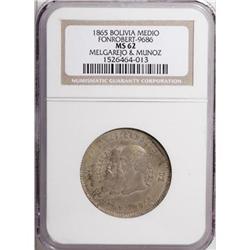 Bolivia Republic 1/2 Melgarejo 1865, KM145.2,