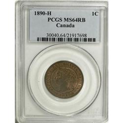 Canada Victoria Cent 1890H, KM7, MS64RB PCGS,
