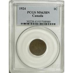 Canada George V Cent 1924, KM28, MS63BN PCGS,