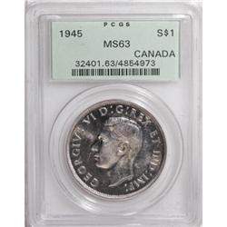 Canada George VI Dollar 1945, KM37, MS63 PCGS, a