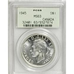 Canada George VI Dollar 1945, KM37, MS63 PCGS,