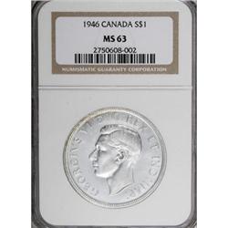 Canada George VI Dollar 1946, KM37, MS63 NGC,