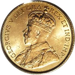 Canada George V gold 5 Dollars 1912, KM26, MS64