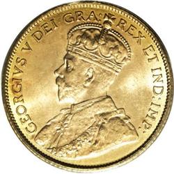 Canada George V gold 5 Dollars 1912, KM26, MS64