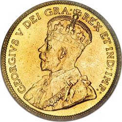 Canada George V gold 5 Dollars 1913, KM26, MS64