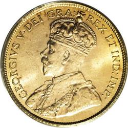 Canada George V gold 5 Dollars 1914, KM26, MS63