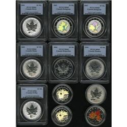 Canada $5 Maple Leaf Assortment, five PCGS