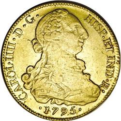 Chile Carlos IV gold 8 Escudos 1795-DA, KM54,
