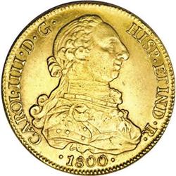 Chile Carlos IV gold 8 Escudos 1800-JA, KM54,