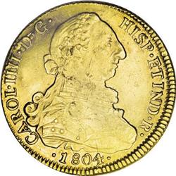 Chile Carlos IV gold 8 Escudos 1804-FJ, KM54,