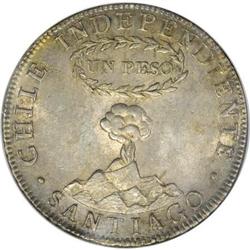 Chile Republic Peso 1822-FI, KM82.2, AU55 ANACS,