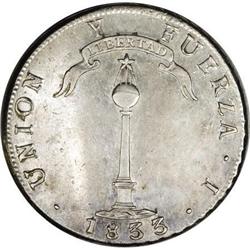 Chile Republic Peso 1833-I, KM82.2, nice XF,