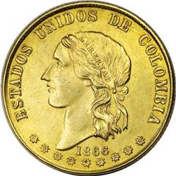 Colombia Republic-Estados Unidos gold 10 Pesos