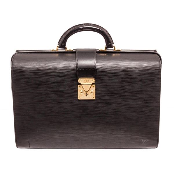 Louis Vuitton Black Epi Leather Briefcase Bag
