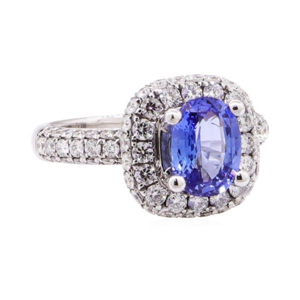 2.44 ctw Sapphire And Diamond Ring - 14KT White Gold