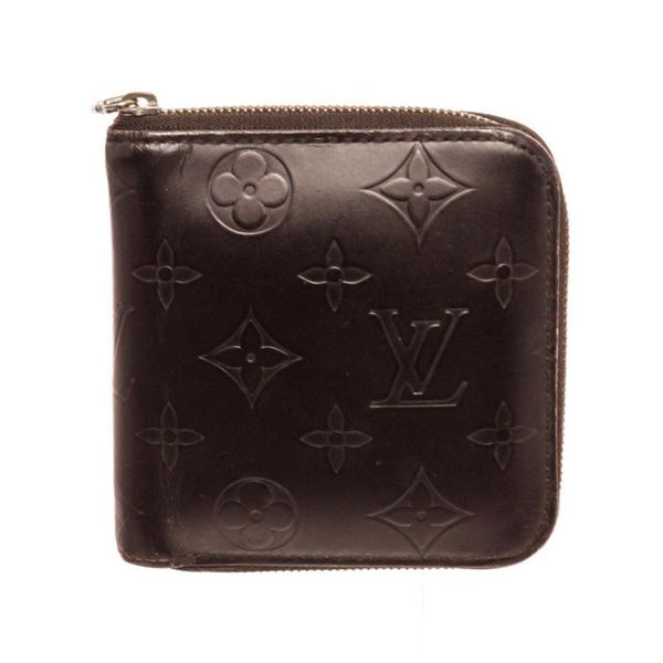 Louis Vuitton Brown Glace Leather Compact Zip Wallet