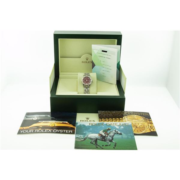 Rolex Datejust New Style Ladies 26 Quickset Red Full Diamond 4CTW Datejust Box A