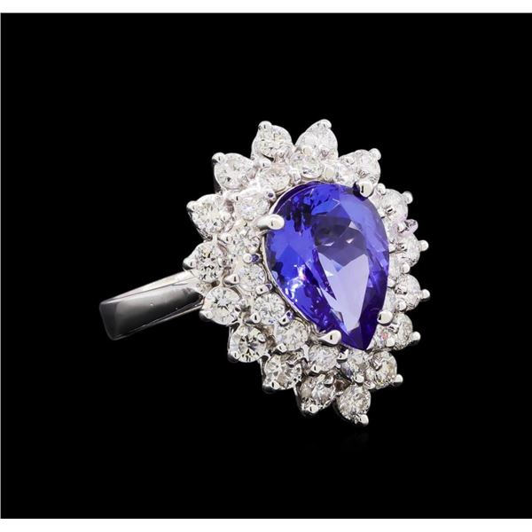 3.33 ctw Tanzanite and Diamond Ring - 14KT White Gold