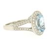 Image 4 : Modern 18K White Gold 3.07 ctw Oval Aquamarine Diamond Sylvie Split Shank Ring